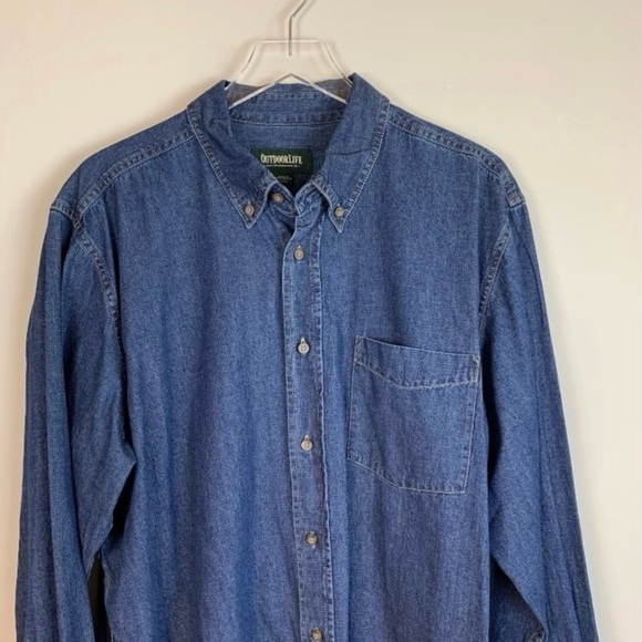 Outdoor Life Men’s Denim Button Down Shirt- XL - Picture 2 of 8